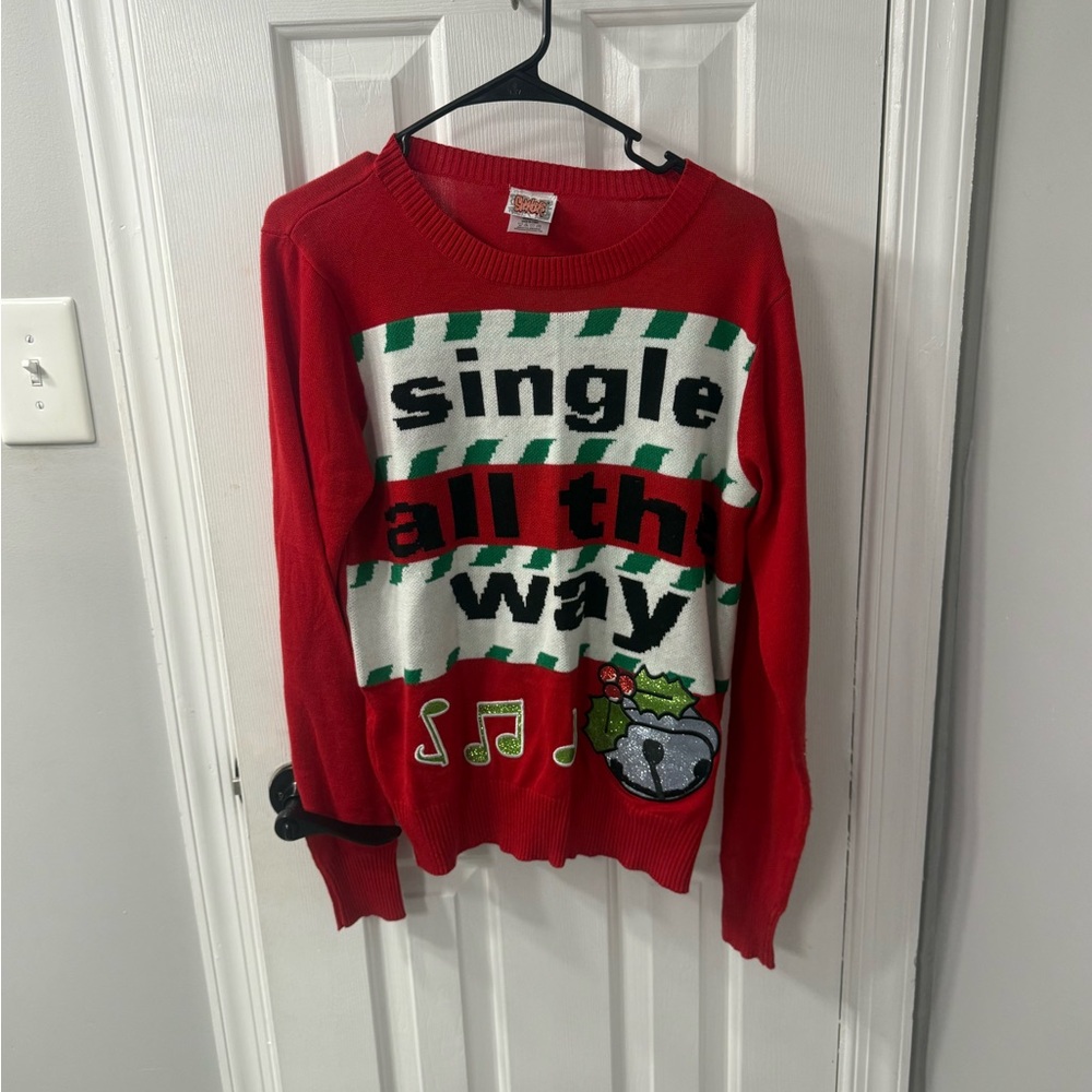 Red Christmas Sweater with Festive Design Spencer’s brand single all the way